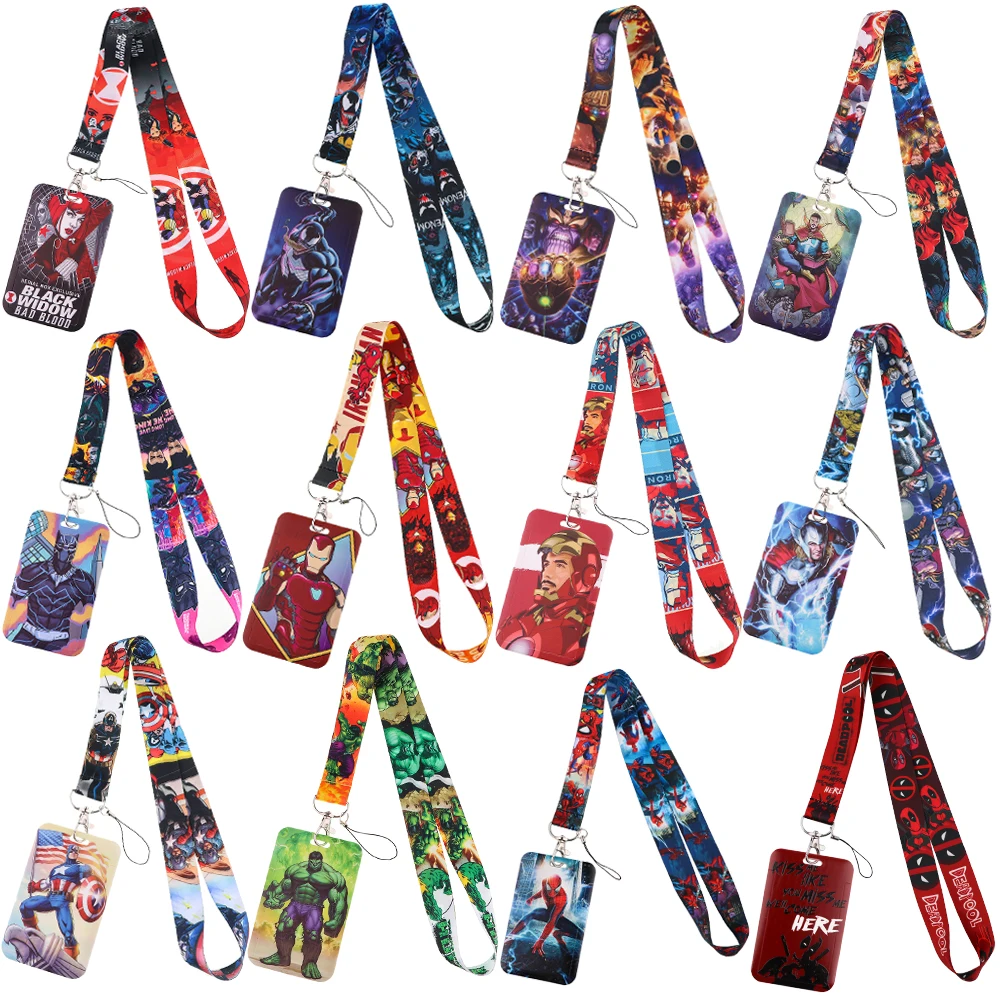 

YQ1058 Anime Hulk Lanyard Venom Phone Rope Black Panther Keychain ID Card Badge Holder Cartoon Neck Strap Lariat Gift