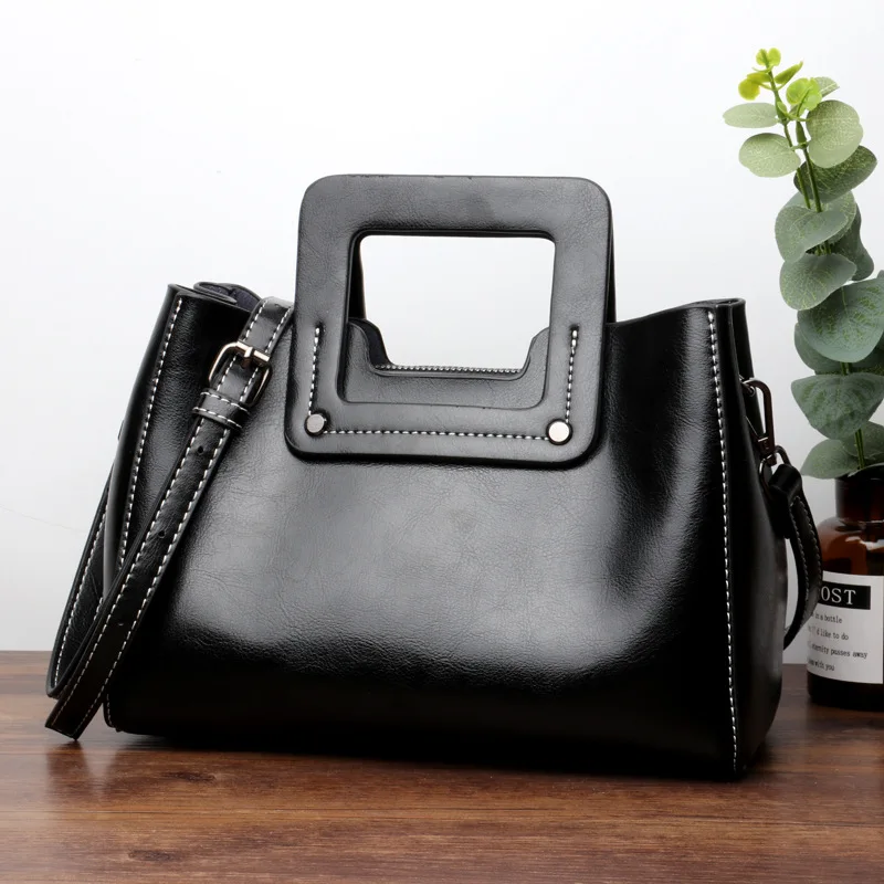Bag Shoulder Women's Handbag Crossbody Tote Y2k New Genuine Leather Head Layer Cowhide Versatile Underarm Large Capacity Retro
