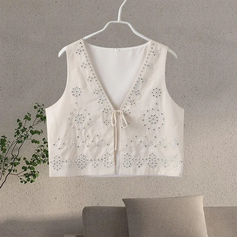 Conjunto de 2 piezas de faldas de moda para mujer, con abalorios, encaje, chaleco corto, cintura alta, falda plisada, traje 2025, nuevo conjunto a juego para mujer.