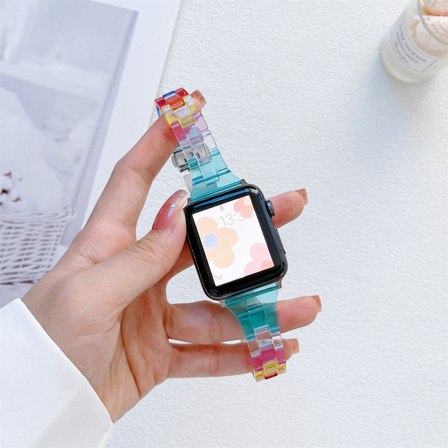 Transparent Band For Apple Watch 44mm 40mm 45mm Series Se 7 6 5 Clear Strap on Smart Iwatch 34 38mm 42mm Bracelet Watchband