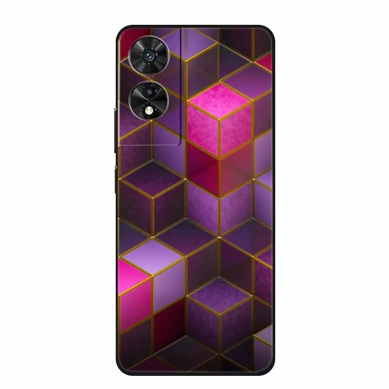 Black Geometric Silicone TPU Phone Case - Soft Back Cover Shield