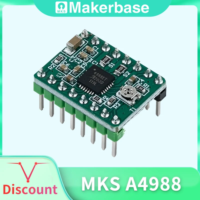 

Makerbase A4988 4988 Stepper Motor Driver 3D Printer Parts StepStick Reprap with Heatsink Default 1A MAX 2A Protection