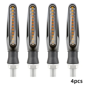 4Pcs Motorcycle Flash Flowing Turn Signal Light High Brightness CSP 2835 SMD Motorcycle Turn Signal  Warning Lamp 12V Universal 1