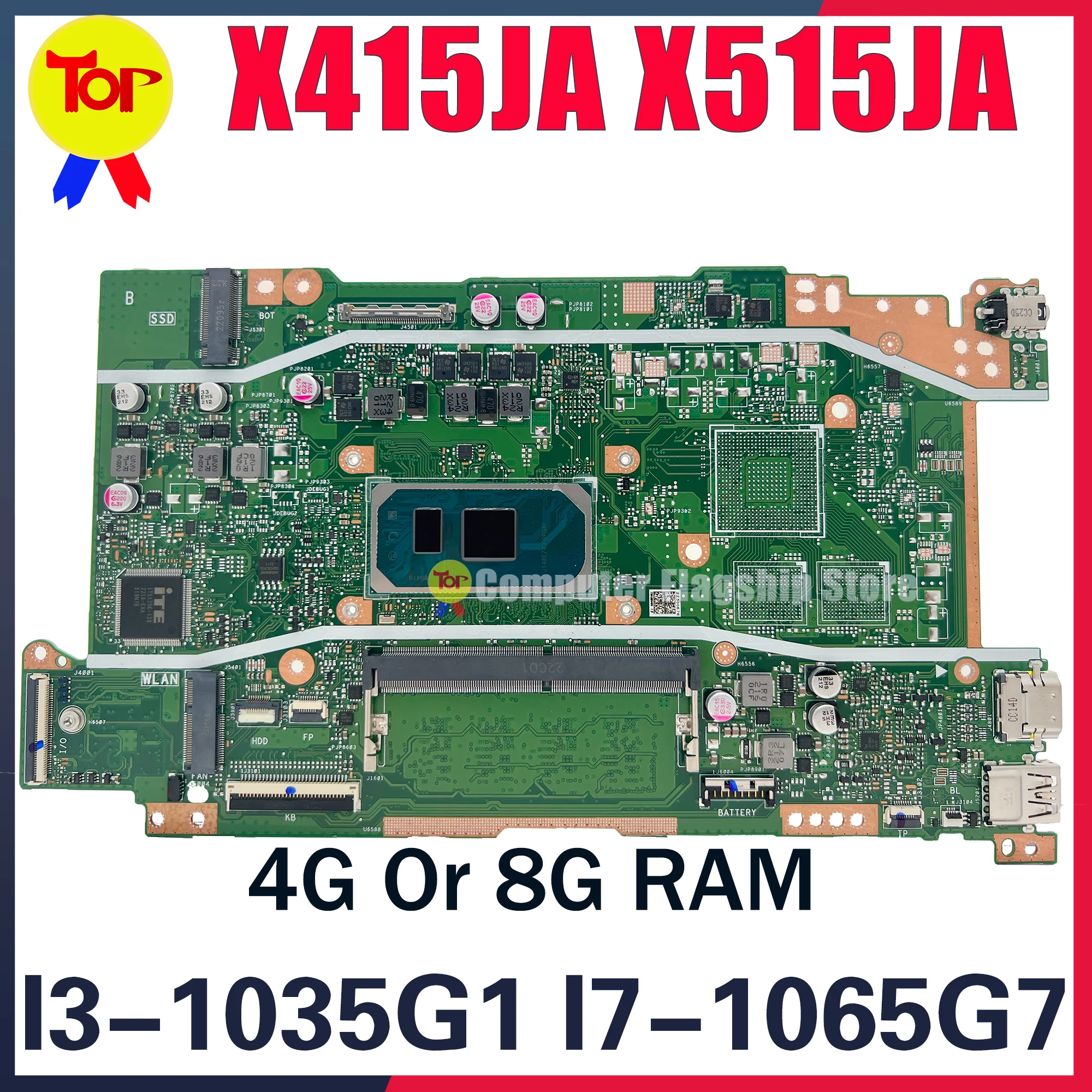 Материнская плата X415JA для ноутбука ASUS X515JAB X515JF X515J X415J P1511cja P1511cjp P1411cja P1411cjp V5200J I3 I5 I7, материнская плата