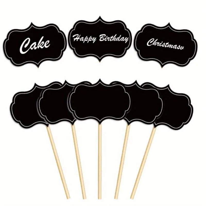 24 Stücke Leere Tafel Cupcake Topper Lebensmittel Buffet Label Zeichen Dessert Kuchen Topper Zahnstocher Hochzeit Party Dekorationen – Detail 4