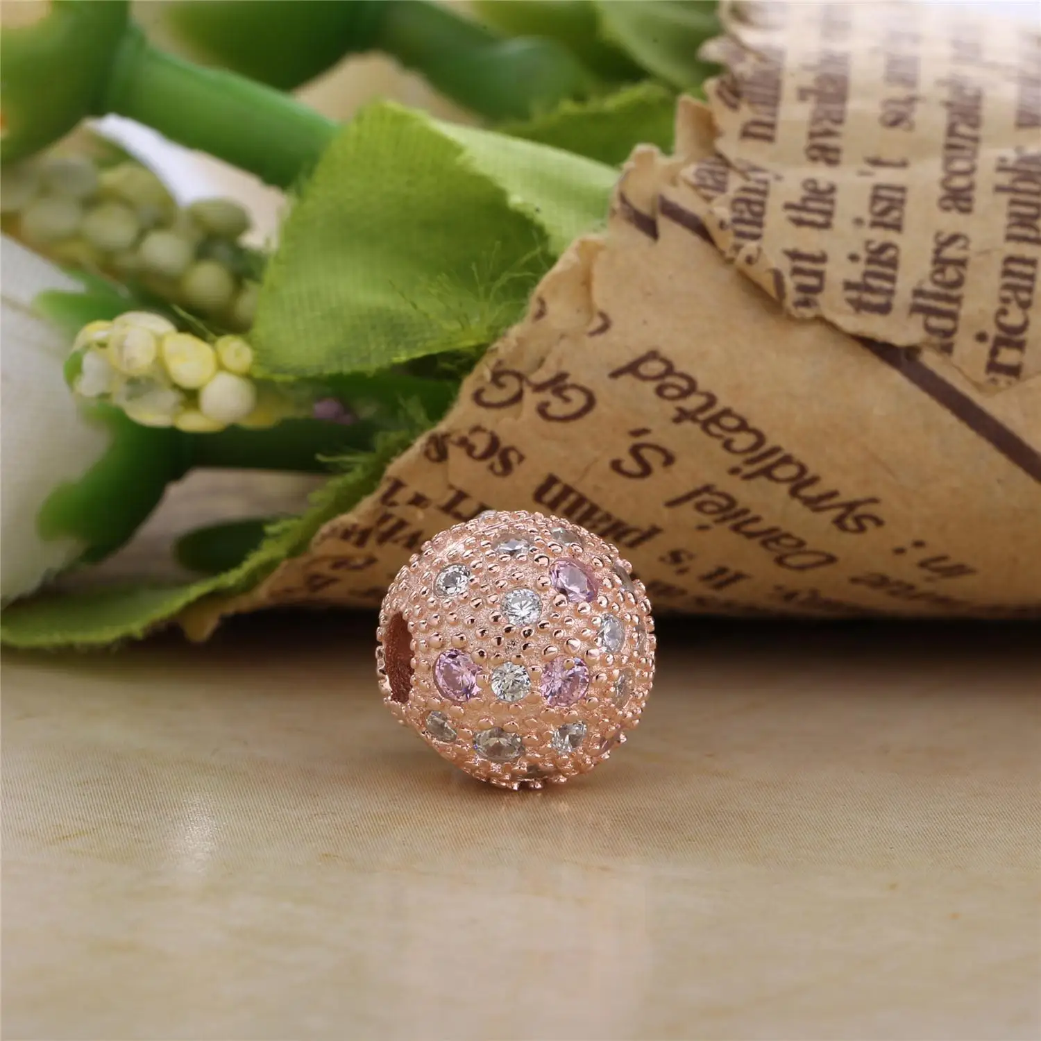 로즈 골드 꽃 러브 하트 펜던트의 매력 비드 맞는 펜던트의 매력 원래 팔찌 실버 925 악세사리 DIY 쥬얼리