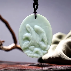 Natural Real Jade Eagle Pendant Necklace Talismans Charm Gifts for Women Men Accessories Amulet Gift Stone Carved Jewelry