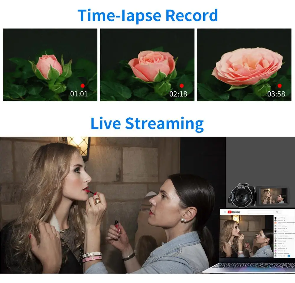 48MP Video Camera 4K CameraVlogging 48 Million Pixels Recorder WIFI NightShot Cam Time-lapse Touch Screen Camcorder For Youbute