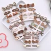 4/8pcs Korean Coffee Color Hair Pin Bow Knit Fabric Princess Hair Clips for Children Baby Girls Headwear Kids Hair Accessories 1