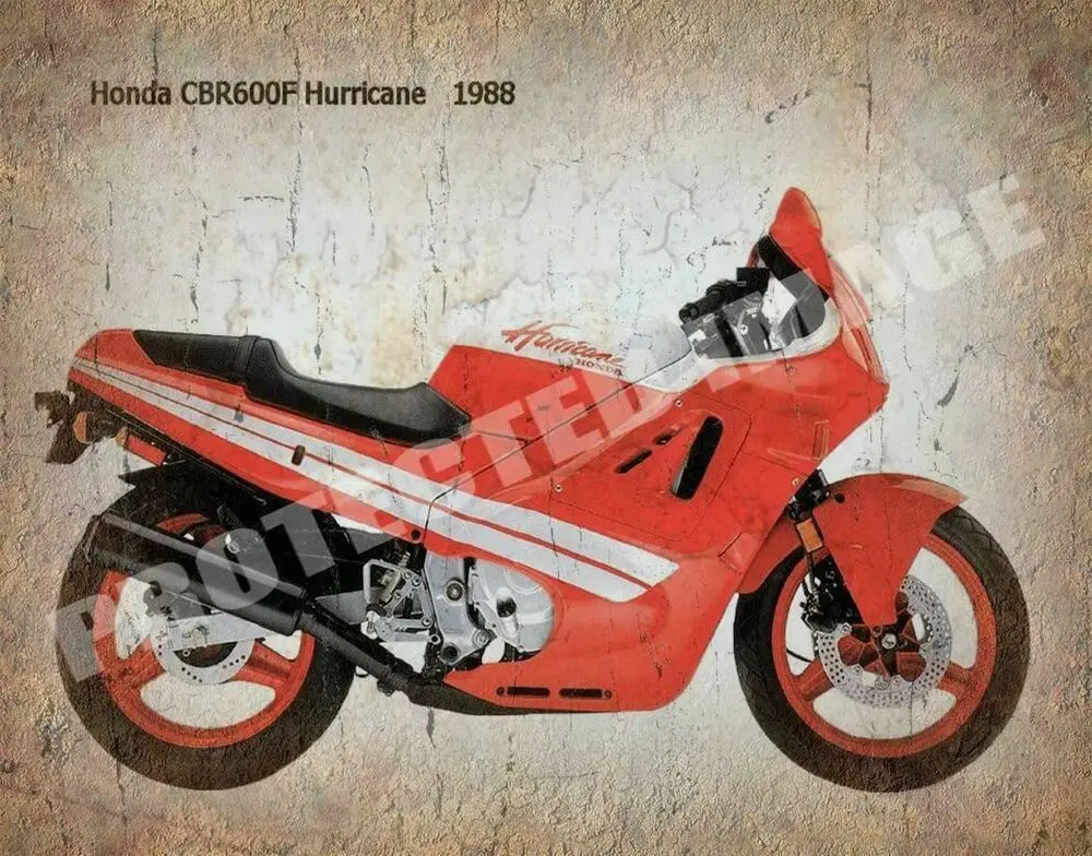 Металлический оловянный плакат на мотоцикл HONDA CBR600F HURRICANE 1988 |