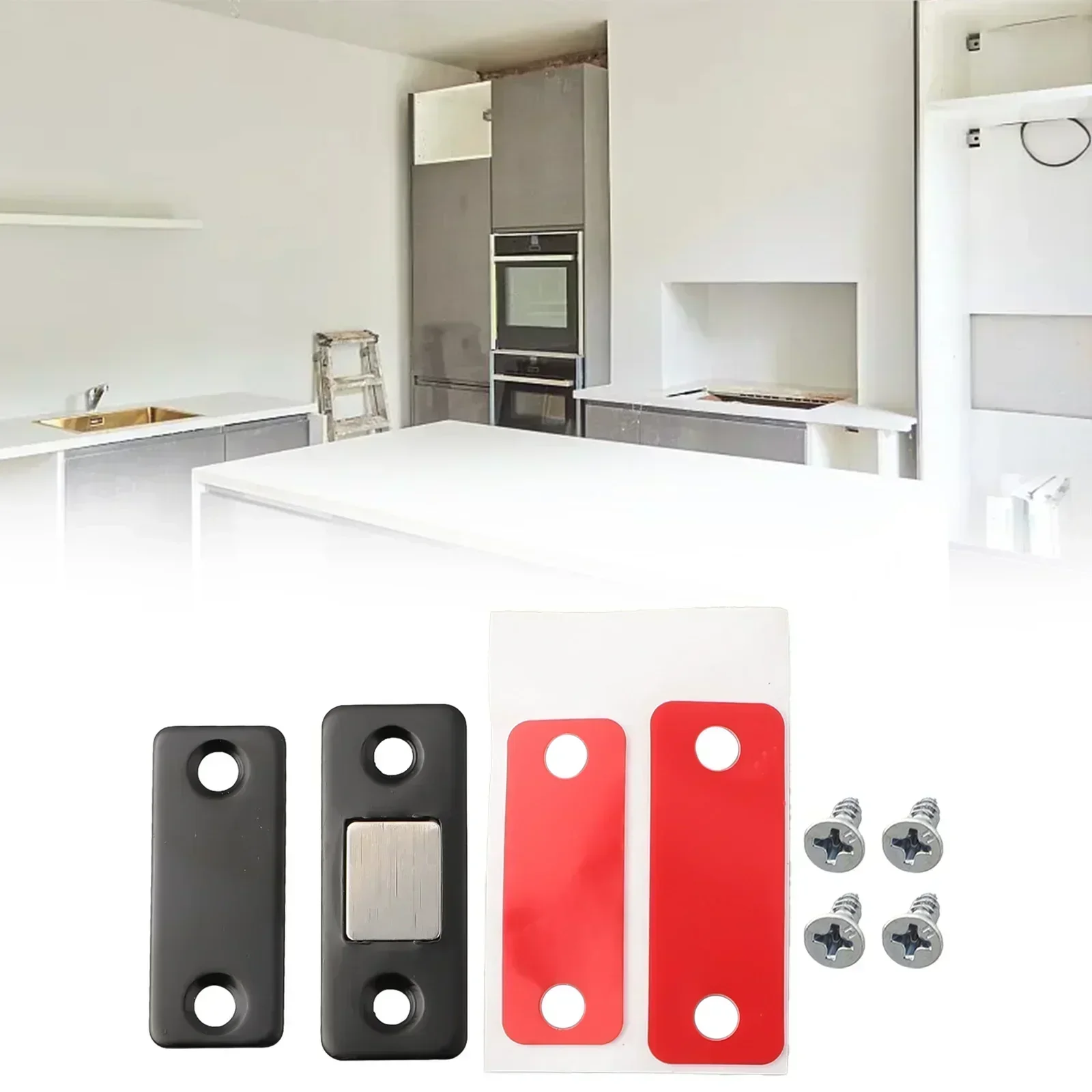 Magnetic Cabinet Catches Door Catches Magnetic Cabinet Latches Cabinet Door Latch Door Stops Cabinet Door Stop 2pcs/Set Magnetic Cabinet Catches Latch Door Closer With Screw Sticker For Closet Cupboard Furniture Hardware Door Stopper