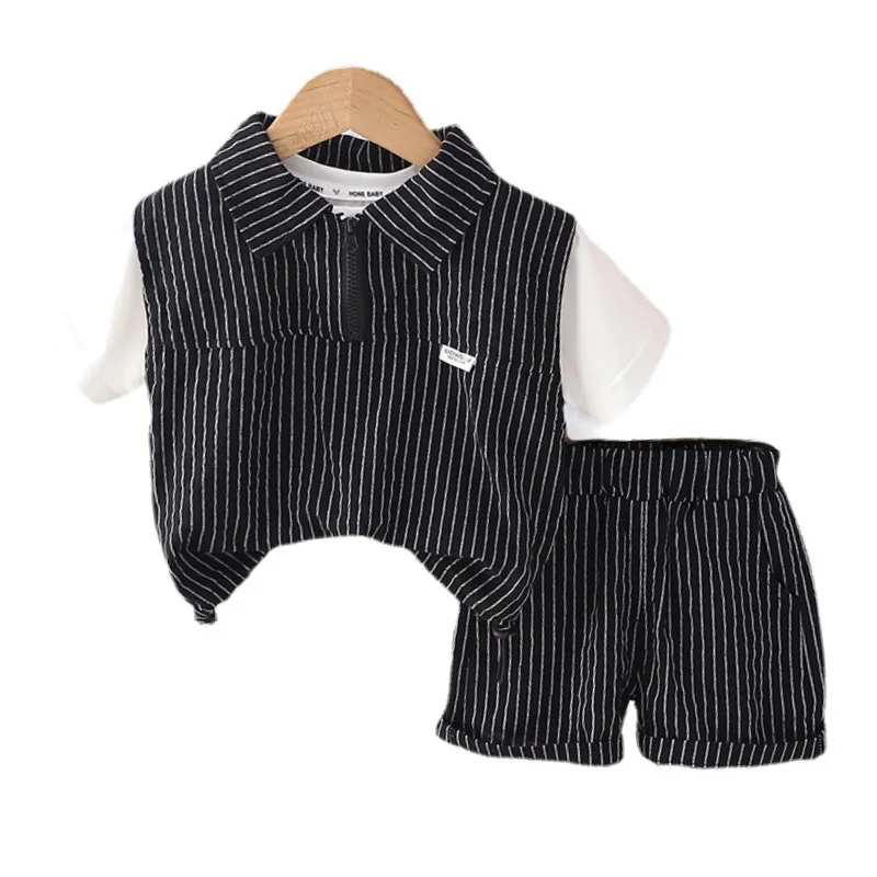 

New Summer Fashion Baby Boys Clothes Suit Children Casual Striped T-Shirt Shorts 2Pcs/Set Toddler Outfits Infant Kids Tracksuits
