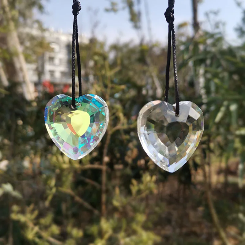 Crystal peach heart Prism Faceted Hanging Sun Cather Chandelier Parts beads curtain home wedding decor figurine suncathcer