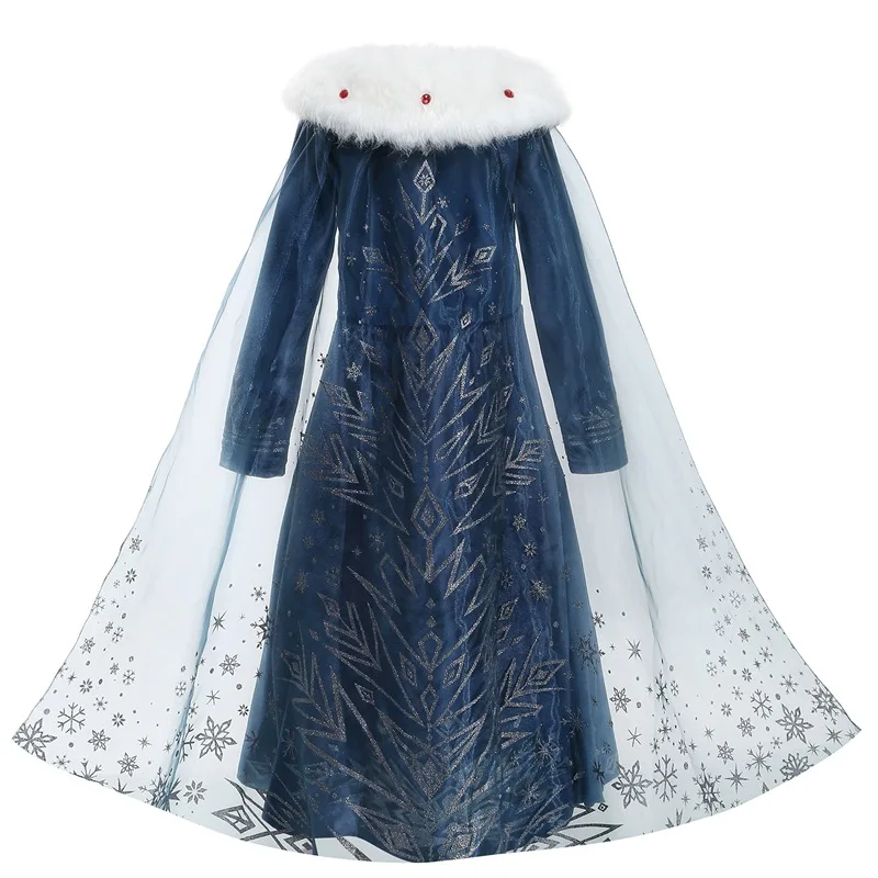 Winter Herbst Kind Geburtstag Party Prinzessin Weißes Kleid Elsa Lange ärmel Pailletten Mesh Vestidos Cosplay Kleid Karneval Mädchen Kleid – Detail 4