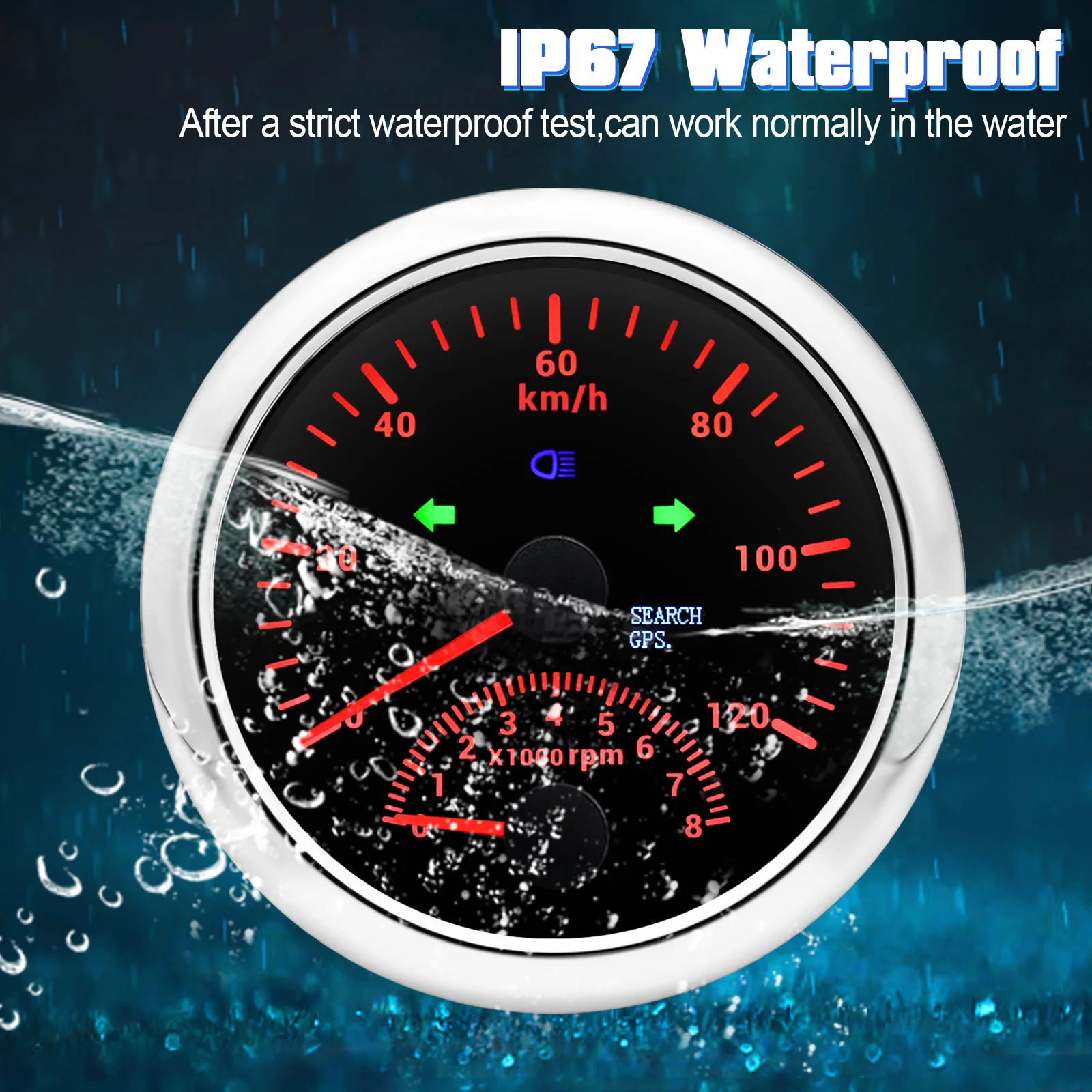 85mm GPS Speedometer With Tachometer 120KM/H 200KMH 120MPH For Car Truck Boat Sp