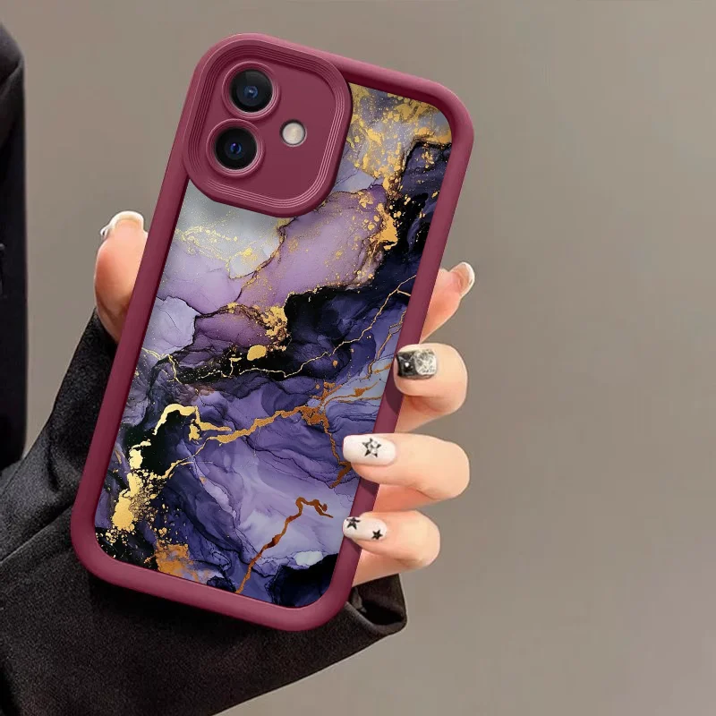 Colorful Marble Pattern Soft Silicone Phone Case - Stylish and Protective Cover