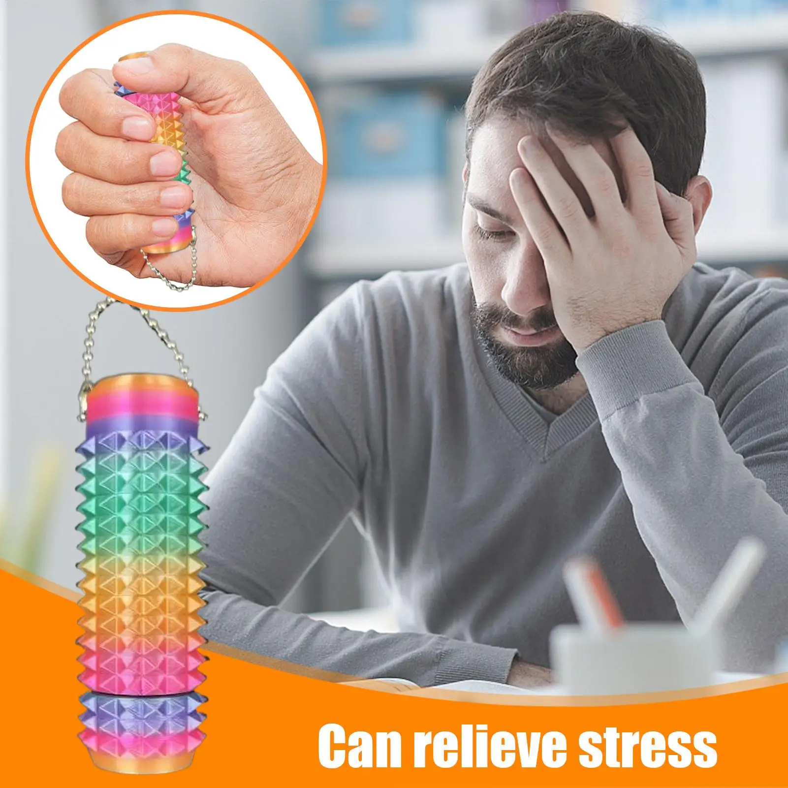 1pc Spiky Stress Relief Toy, 3D Printed Key Pendant For Anxiety & Novelty Gift, Spiky Fidget Toys