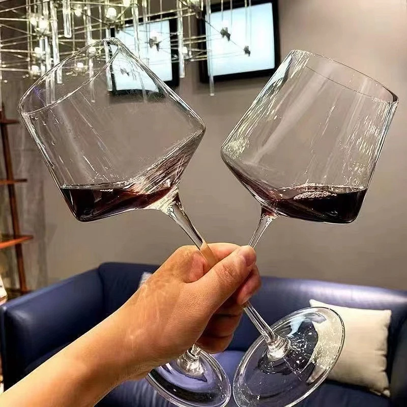 Wine Crystal Glass Crystal Burgundy Bordeaux Goblet Art Big Belly Tasting Cup 2pcs 480ml