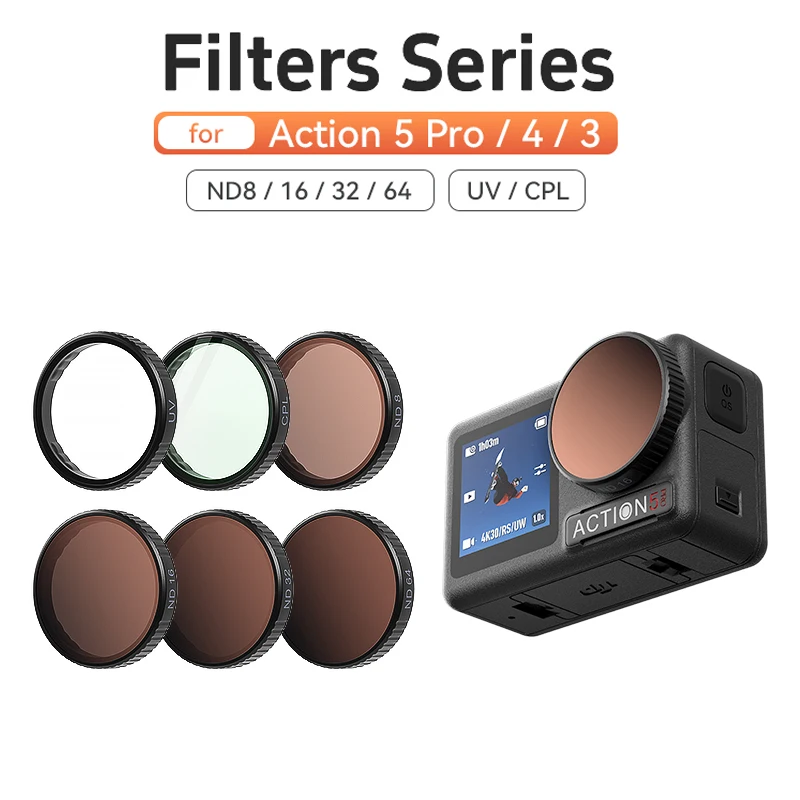Lot de 4 Filtres Objectif 37mm pour DJI Osmo Action 4/3/2