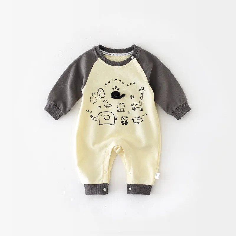 

HoneyCherry Newborn Spring Animal Print Romper Baby Out Korean Romper Newborn Baby Clothes Baby Romper