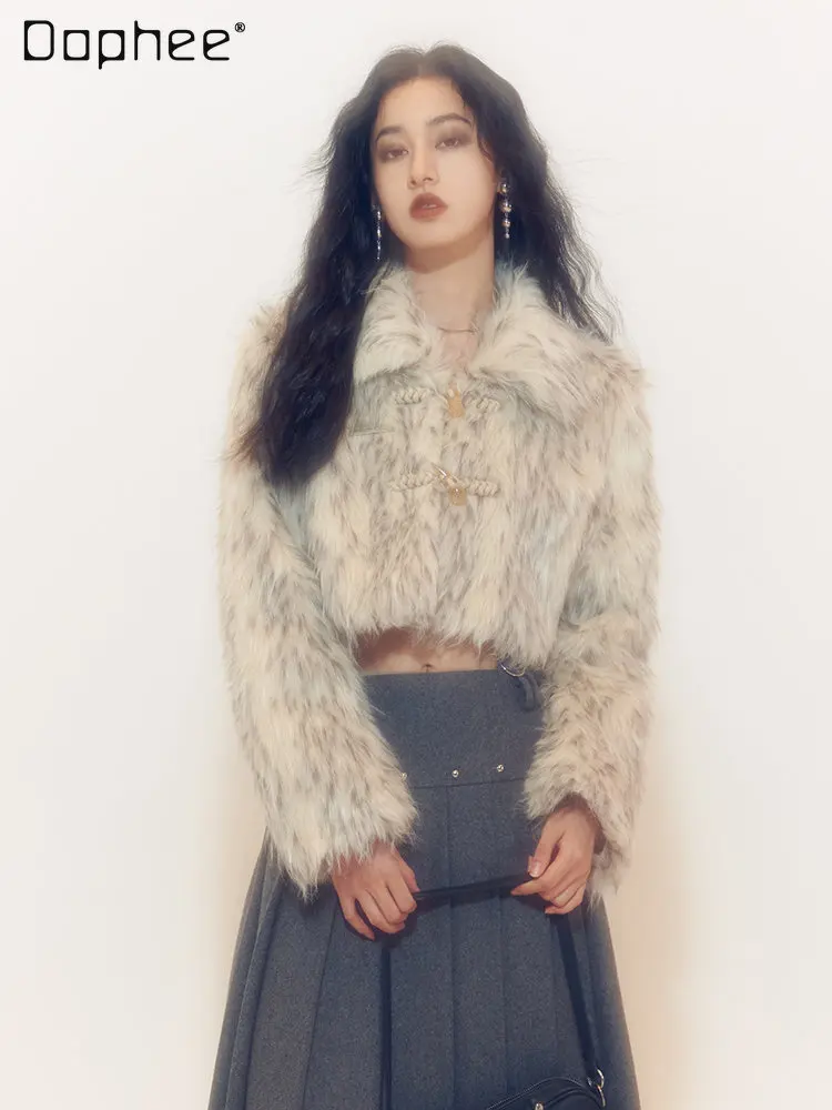 

Ladies High-End Thickening Fur Fluffy Short Coat Luxury Women's Polo Collar Long Sleeve Faux Fur Plush Jackets for Winter 2022