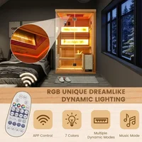 Steam Sauna,with 2300W Stove Heater,with 2 Himalayan Salt Bricks,7-Color Dynamic Abysm Sky Lights 2-4 Person Luxurious Sauna 2