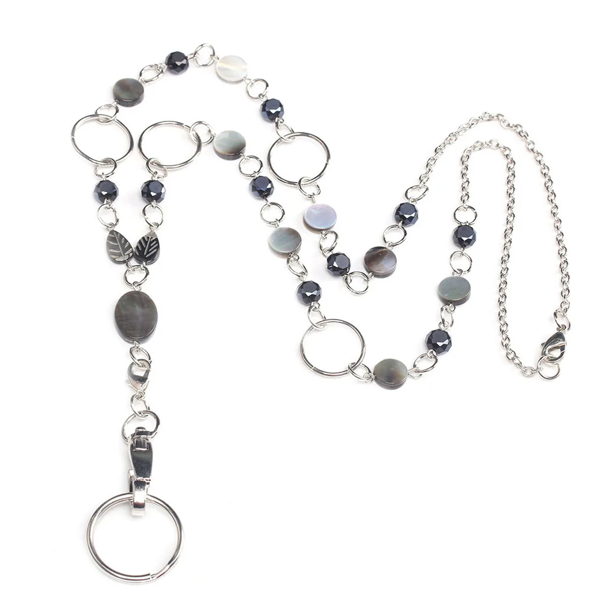 Women's Stylish Blue Beaded Lanyard with ID Badge Holder