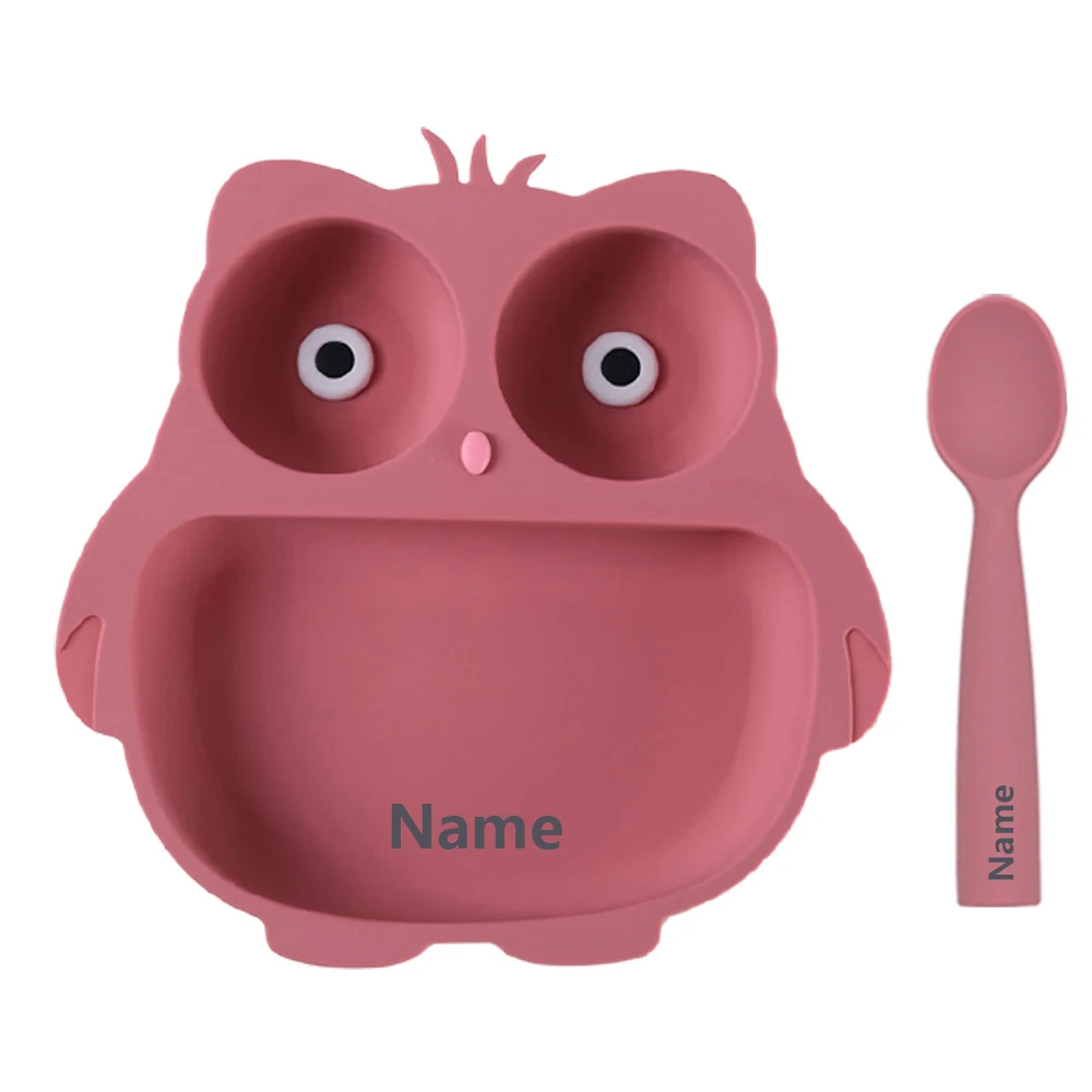 Silicone Tableware Set Waterproof and Easy to Clean Free Name Engraving Creative Gifts Customized for Babies