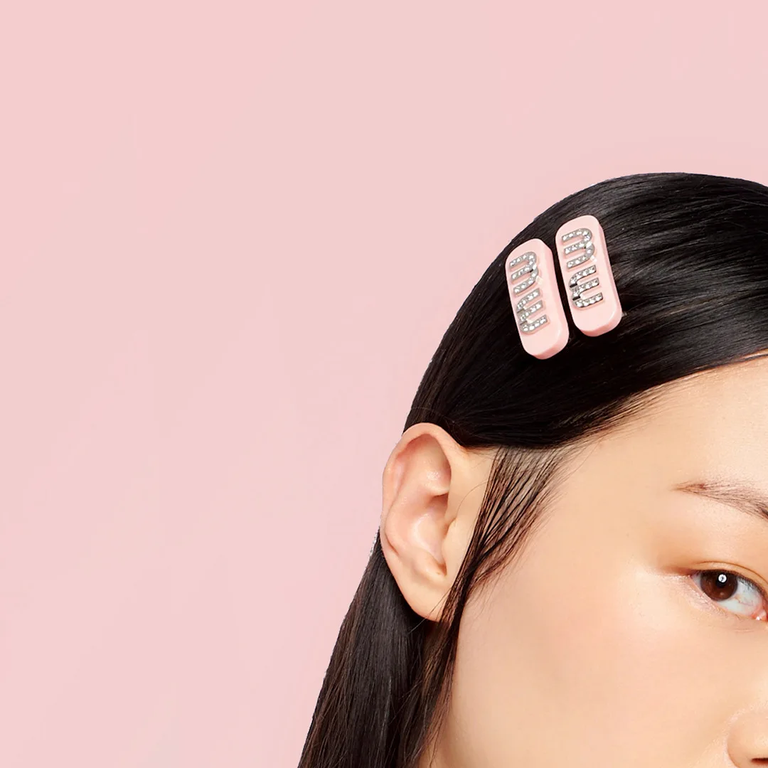 Personality Letter Set Zircon Acrylic Clasp Hairpin