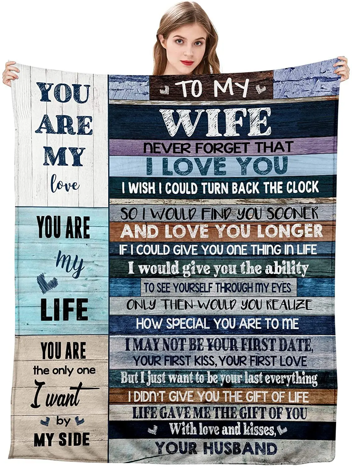 

to My Wife Blanket Soft Beach Outdoor Camping Blankets for Husband Birthday Valentine's Christmas Gifts for Beds Sofa Mats