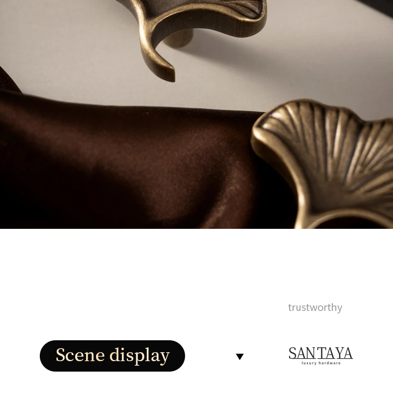 luxury dresser knob ginkgo leaf brass design