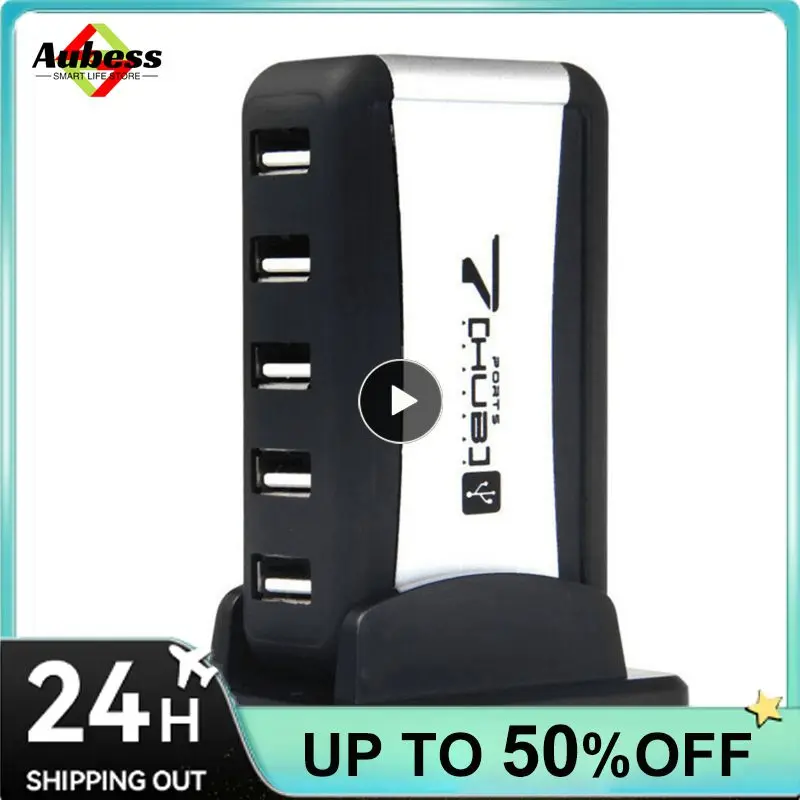 

Прочный 7-портовый высокоскоростной USB 2,0 концентратор 5 в портативный мини-разветвитель разъем с базовым адаптером источник питания для ПК ноутбука планшета