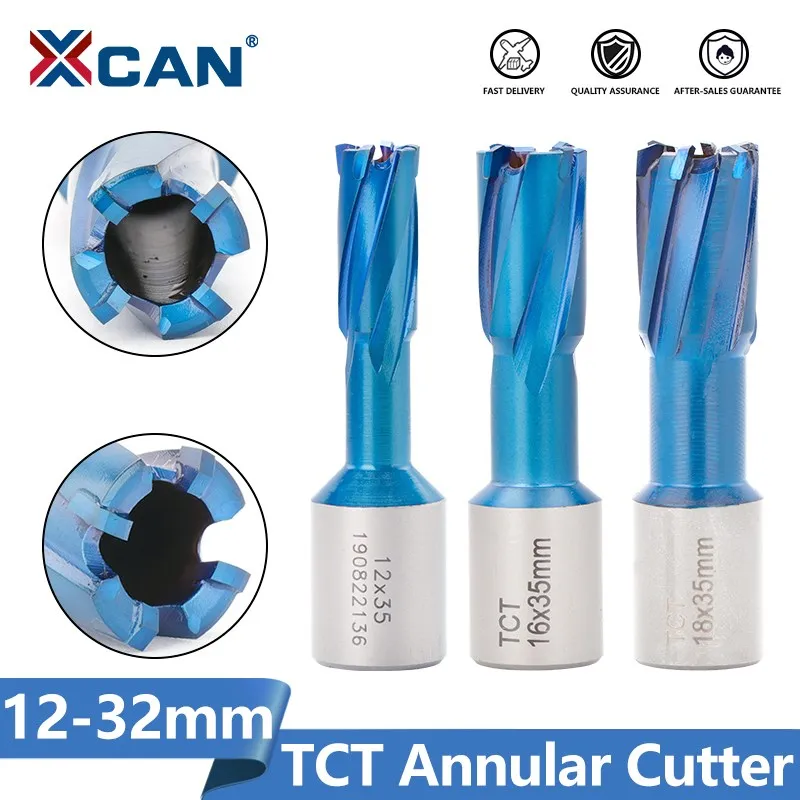 XCAN TCT Annular Cutter Weldon Shank Hollow Drill Bit for Nano