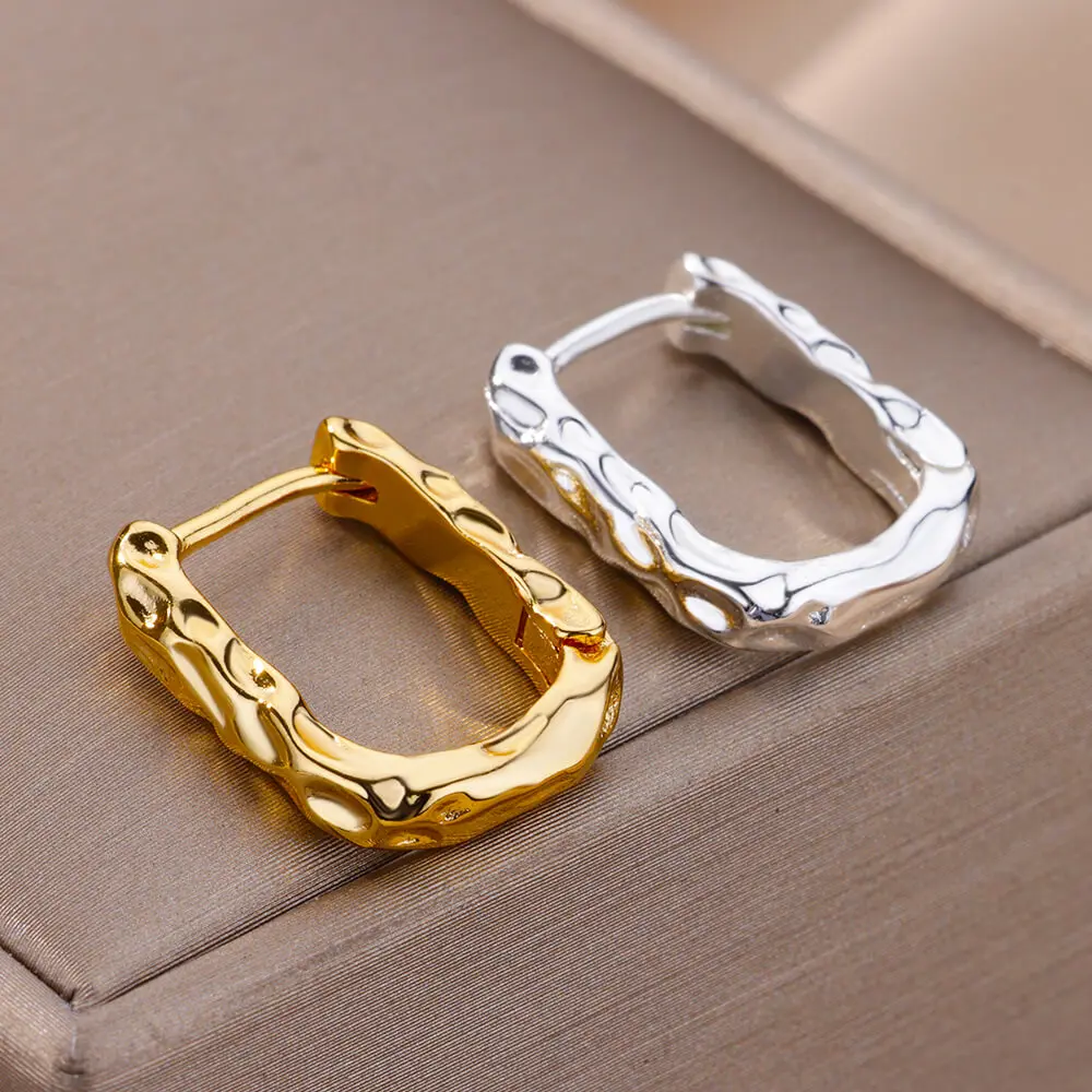 Stainless Steel Hoop Earrings for Women Luxury Gold Plated Earrings 2024 Trend New in Aesthetic Jewelry Free Shipping aretes BFF - Image 2