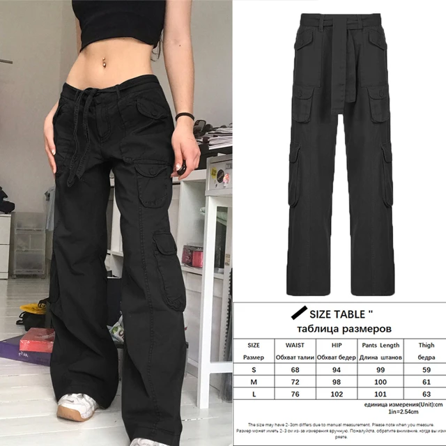 Y2K Womens Cargo Pants Low Waist High Street Streetwear With Wide