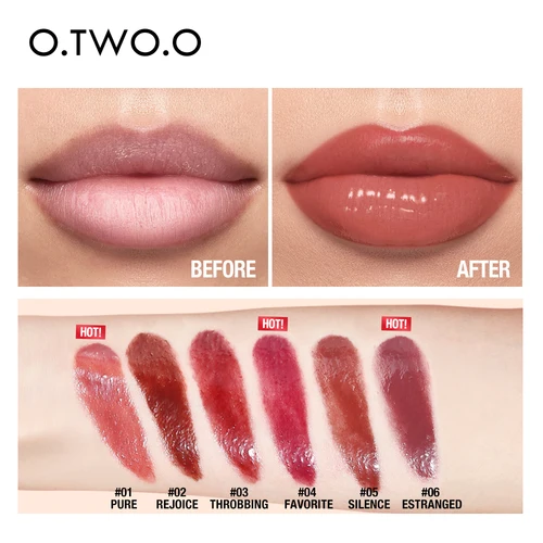 O.TW O.O 2 in 1 립 글로스 6 색 오래 지속되는 샤인 방수 모이스춰 라이징 화장품 립 & 볼 메이크업 립 틴트 립스틱 6