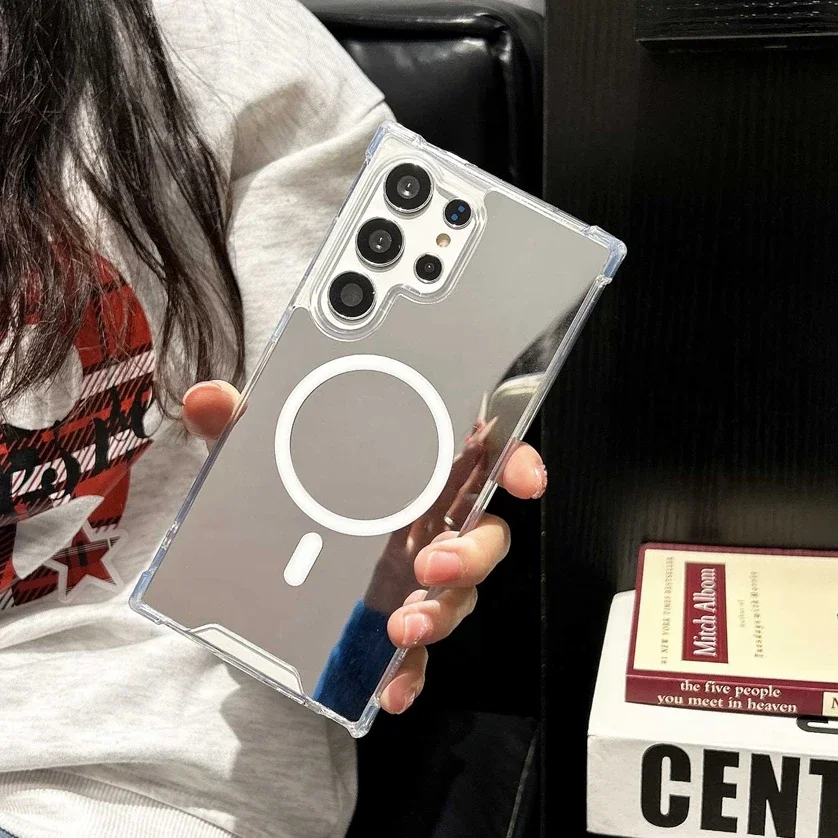 Spiegel-Make-up-Hülle für Samsung Galaxy S25, S23 Ultra, S24 FE, S22, A55, A54, A35, A15, A16, A56, A36, Airbag Bumper Slim_voghion.com