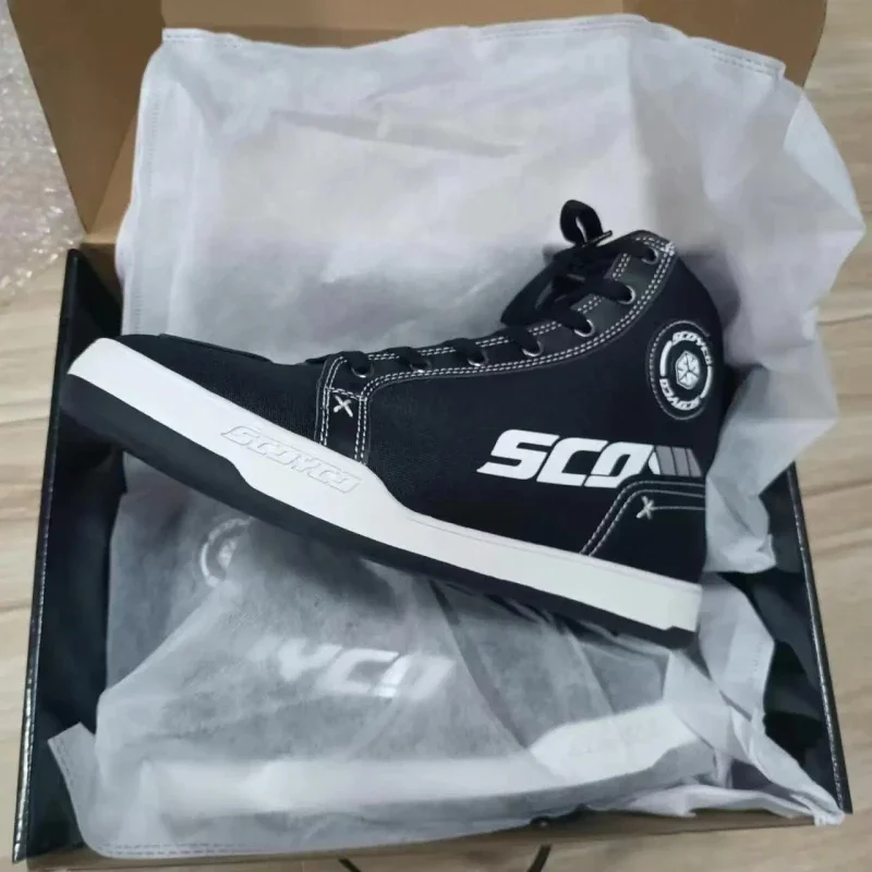Men SCOYCO Motorcycle Riding Boots Racing Shoes Anti-Fall Breathable Fashion Casual Bicycle Non-slip Durable Motorbike Shoes