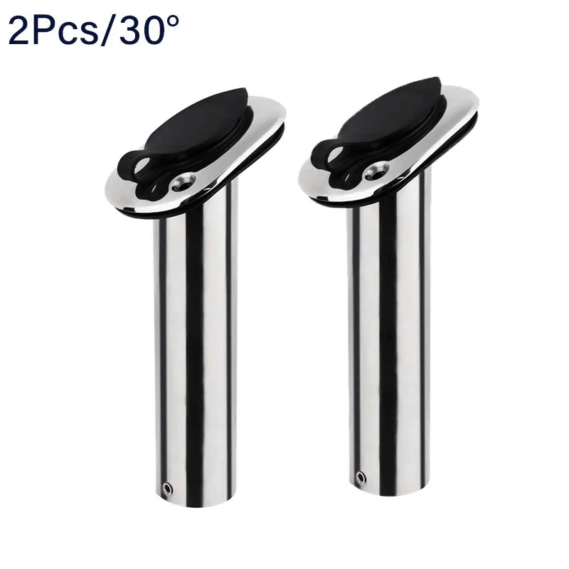 2Pcs 15/30/90 Degree Flush Mount Fishing Rod Holder Stainless Steel with  Cap Inner Tube Gasket Mirror Polished Boat Accessories