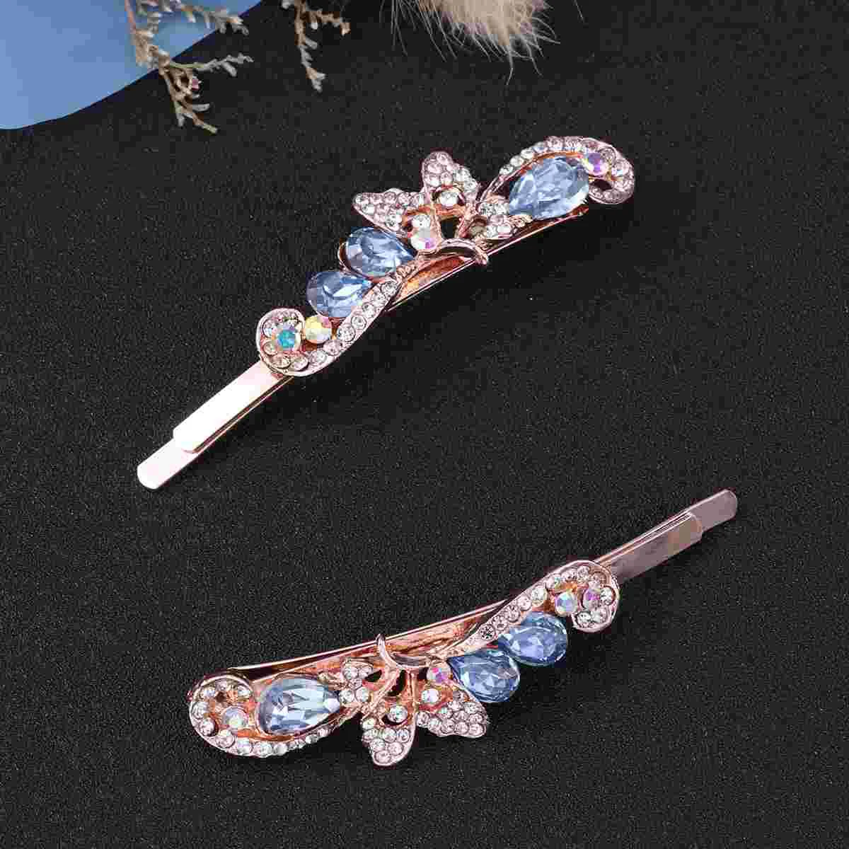 

2PCS Pretty Hair Set Alloy Clip Hair Clip Hairpins Clamps Delicate Barrettes Styling Dress Accessories(Blue)