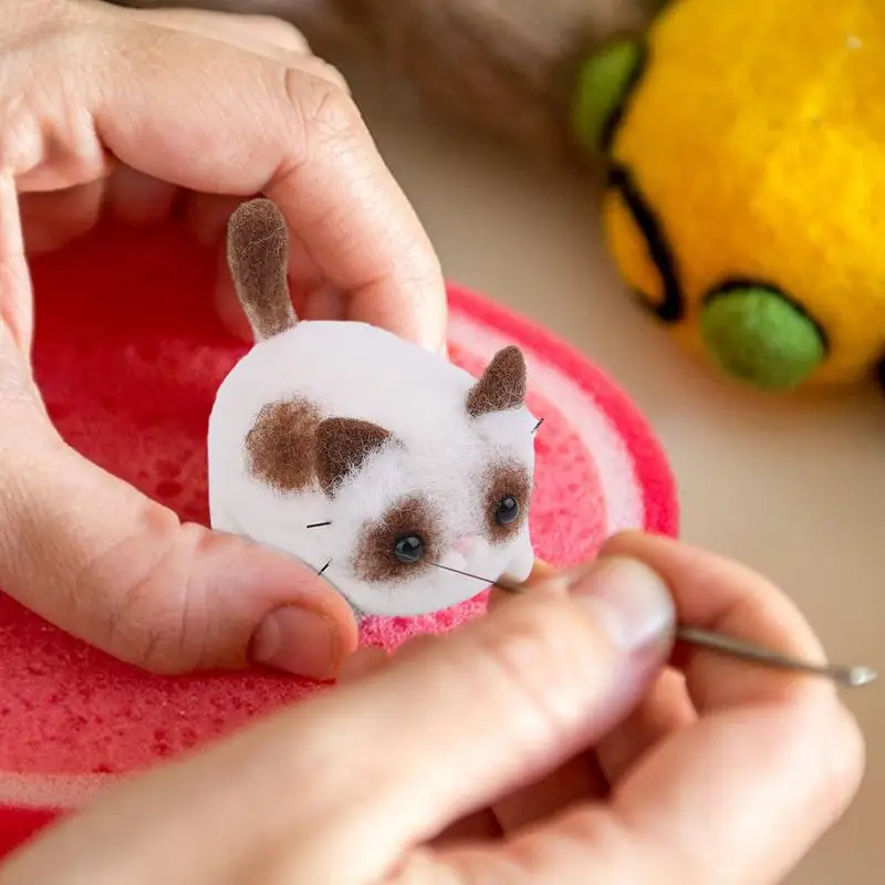 Handmade Needle Felting Kit Handmade Needle Felting Animal Cat Doll Set Crafts Arts Kit With Step-By-Step Instructions For