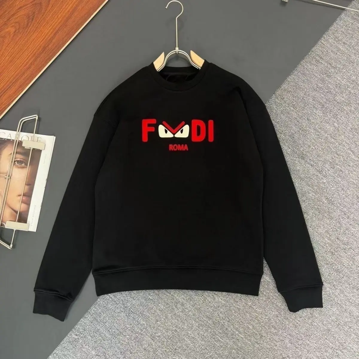 Trendy Brand Retro Autumn and Winter Printing Men and Women Couples Long-sleeved Sweater Pullover Crew Neck Bottoming Shirt Top