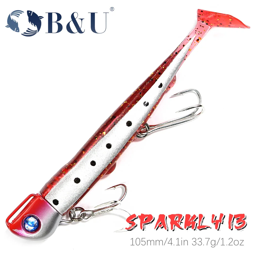 B&U SAND EEL 33G Salzwasser Weicher Angelköder Schwanz Jig Kopf Haken Minnow Künstlicher Köder Seebarsch Swimbait Tackle Gear