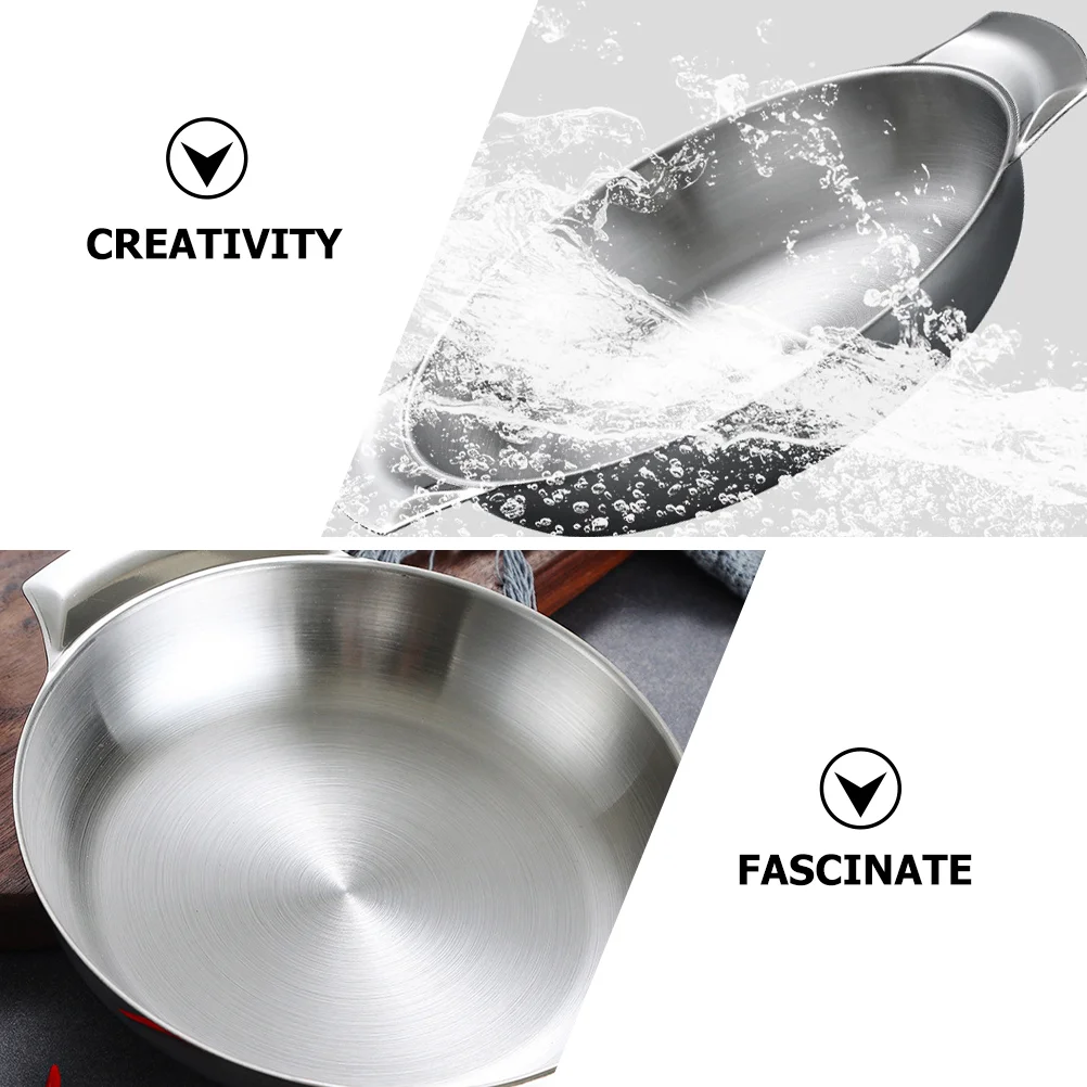 

Stainless Steel Seafood Pot Pan Lid Cooking Home Paella Dish Cookware Kitchen Daily Use Vegetable Household Double Handle