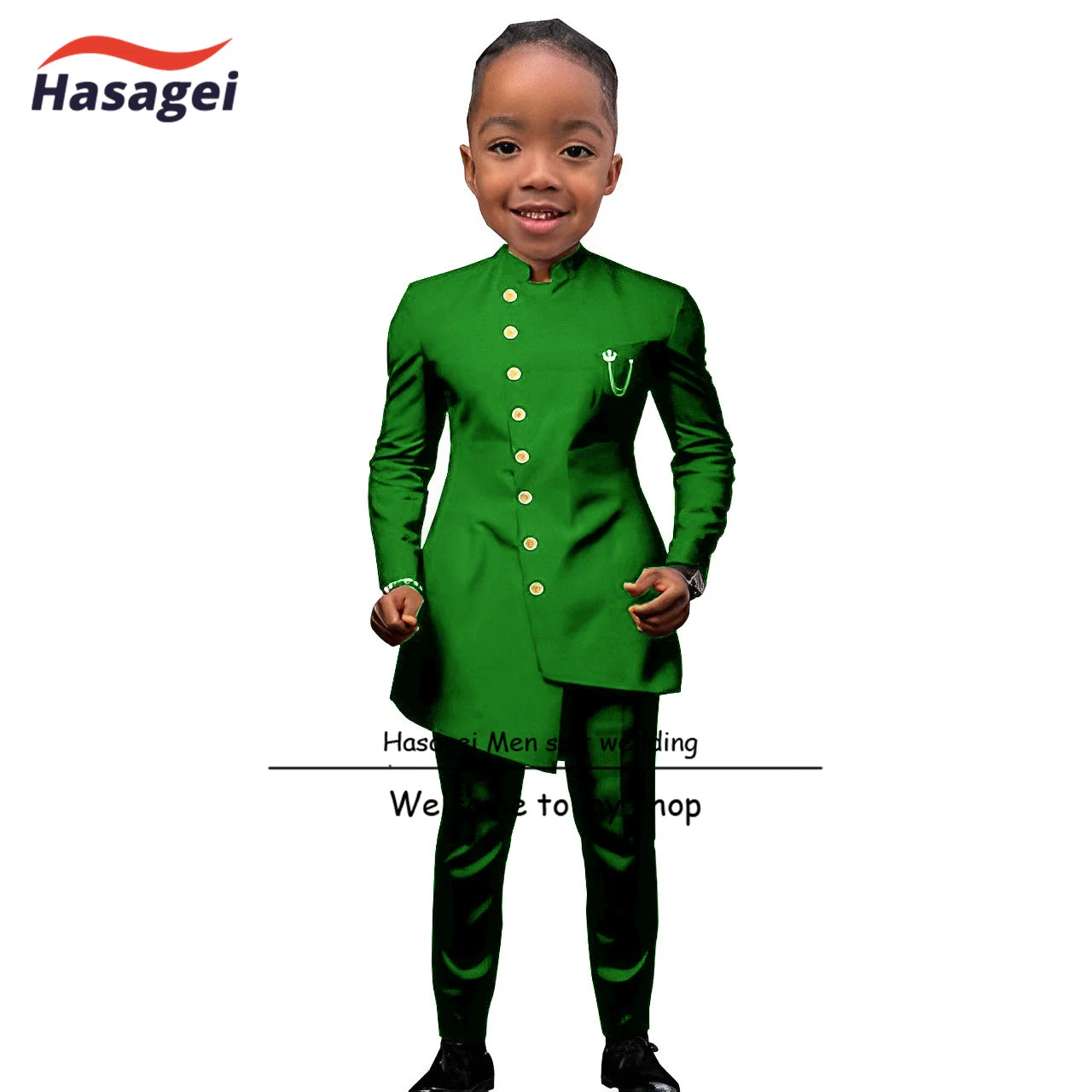Indian Style Boys 2 Piece Suit Formal Wedding Kids Tuxedo Long Single Breasted Blazer Fashionable Festival Performance Wear