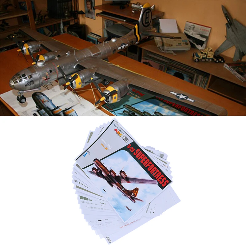 1:47 B-29 슈퍼 공중 요새 폭격기 항공기, DIY 3D 종이 모델 키트 장난감