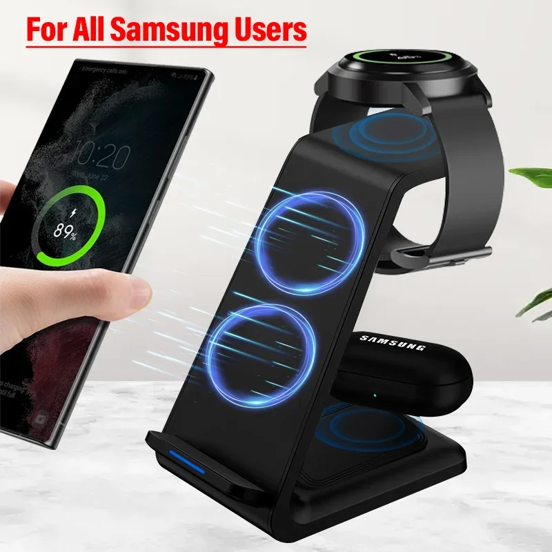 3 in 1 Wireless Charger Stand For Samsung Phones Galaxy Watch 7 8 9 Airpods Pro Fast Charging Dock Station wireless charger