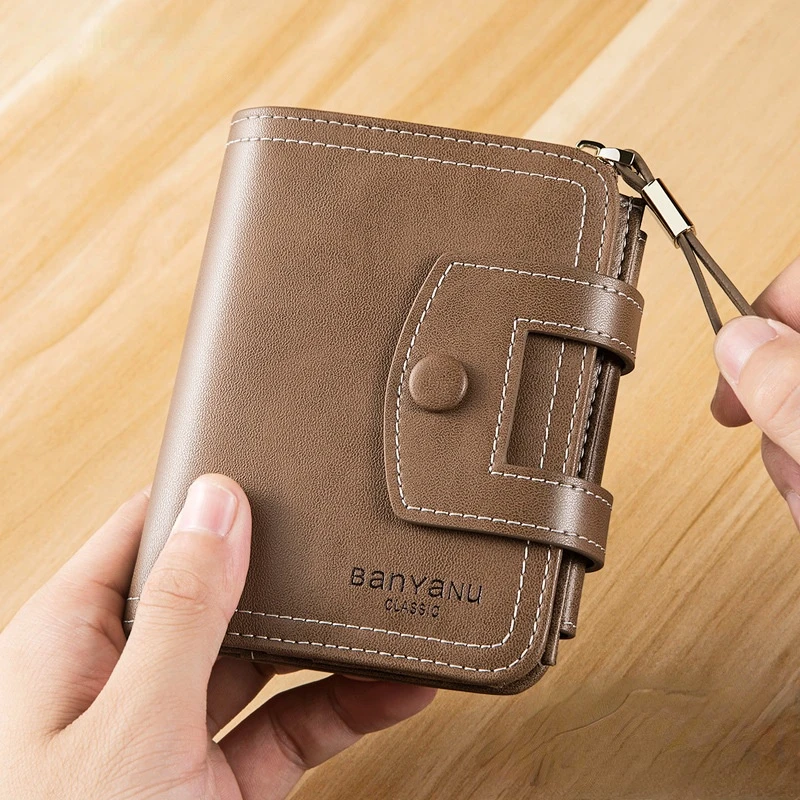 Men Cowhide Wallet Fashion Mini Card Holder Male Coin purses Pocket Retro purse small Money clip purse Business Casual