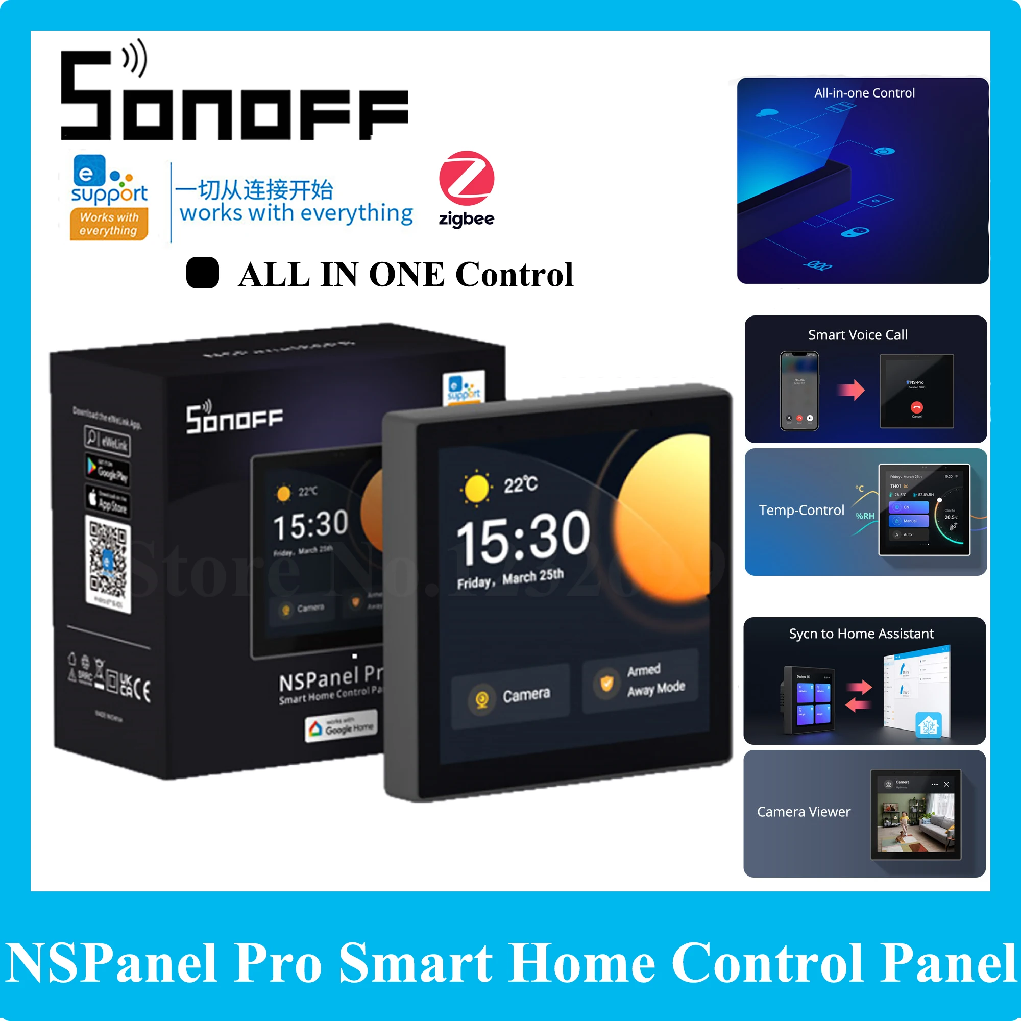 

SONOFF NSPanel Pro Smart Home Control Panel Thermostat Display Scene Wall Switch Intelligent Zigbee Gateway Bridge Hub Alexa