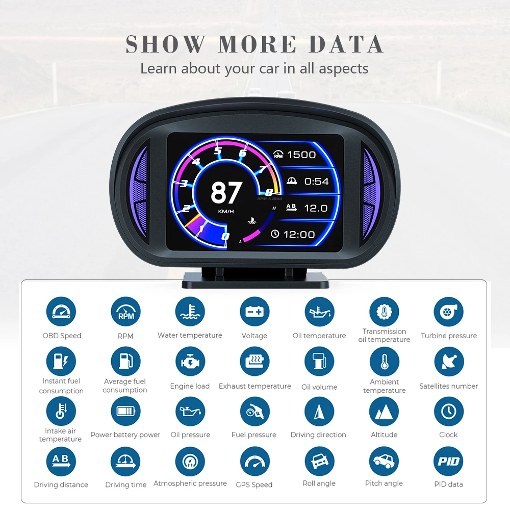 Geyiren P2  ÷, OBD2 GPS HUD , ڵ º ǻ ˶,   µ ͺ з, ڵ  